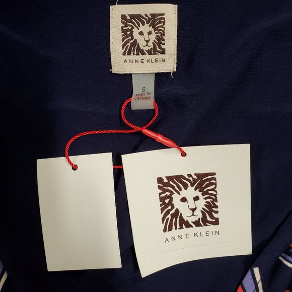 ANNE KLEIN Eclipse Blue Marina Printed Faux Wrap - Picture 8 of 15